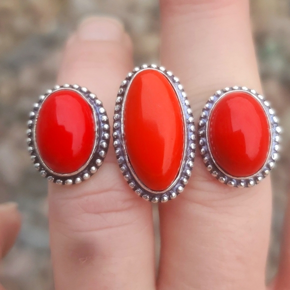 New Coral Double 925 Silver Knuckle Ring. - Picture 2 of 14
